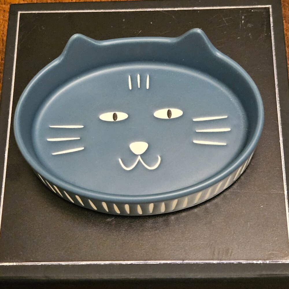 Whisker City Blue Ceramic Cat Ears Saucer 0.5 once Non-Skid